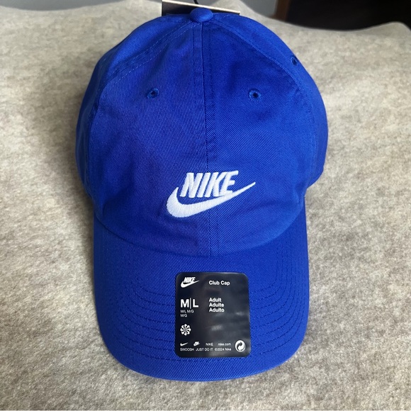 Nike Accessories - Nike Adult Unisex Baseball Club Hat M/L Blue NWT Swoosh Logo Adjustable Strap